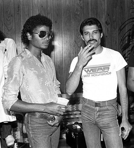 Michael Jackson visits Freddie Mercury backstage. Los Angeles 1980. (PRNewsFoto/Hollywood Records)